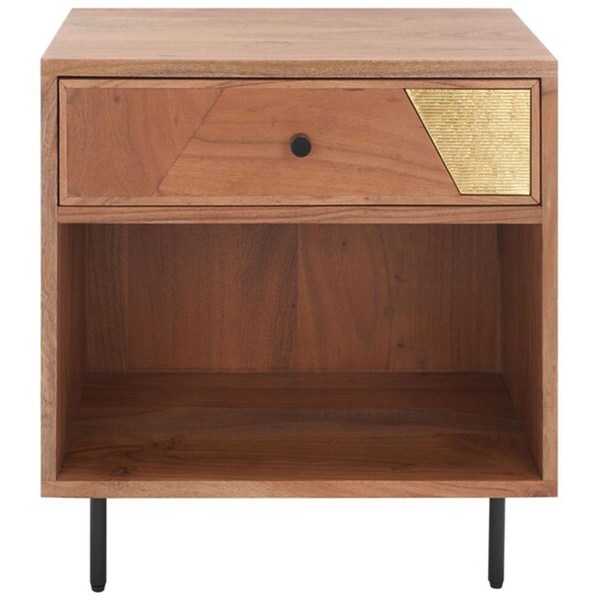 Safavieh Benford 1 Drawer Nightstand, Natural & Gold NST9010A - main